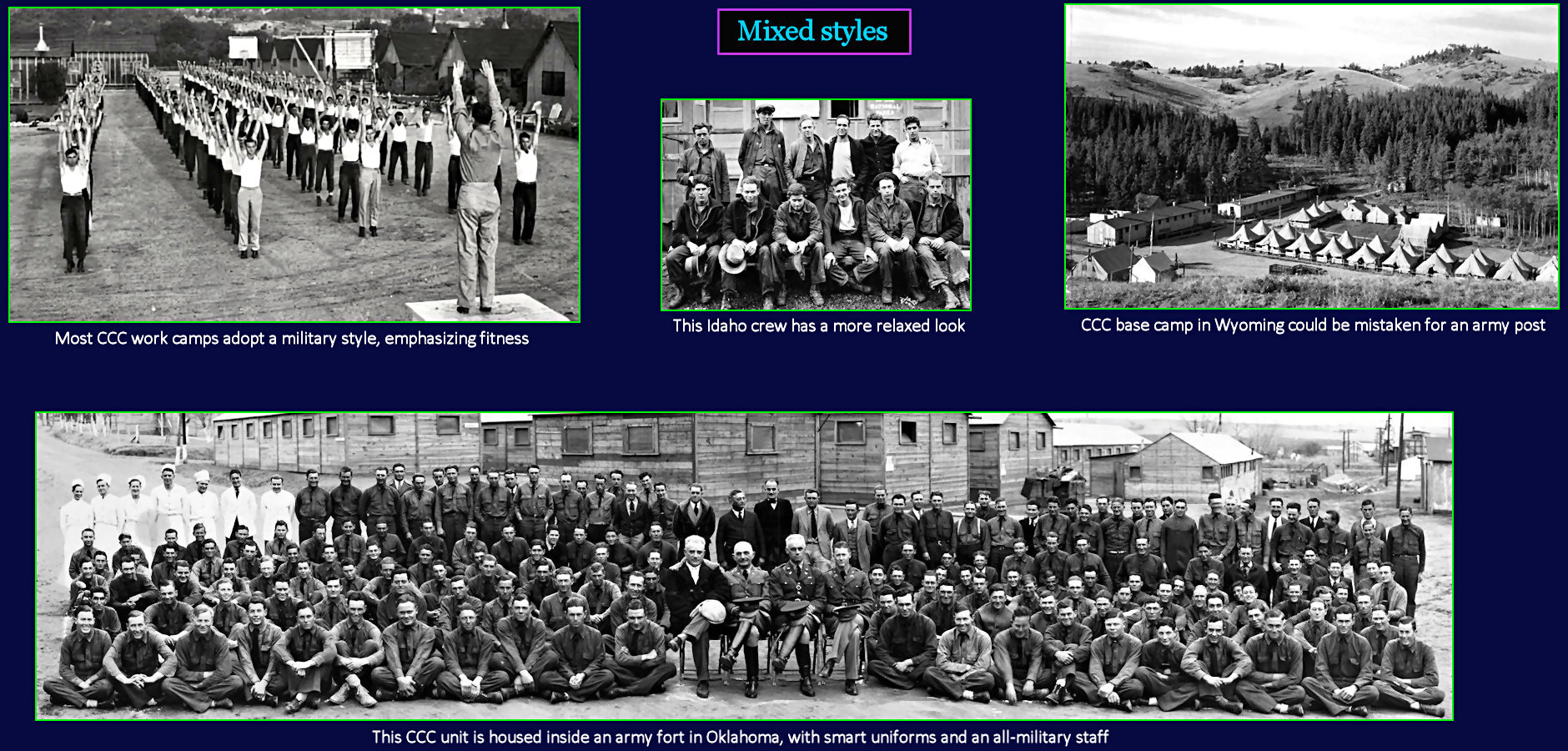 CCC military-style camps, 1930s